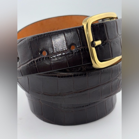 Martin Dingman Genuine Alligator Grain Calfskin Brown 42" Belt Hand Made in USA - Picture 2 of 12